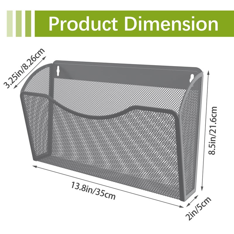 EasyPAG Single Pocket Wall File Organizer, Mesh Hanging File Folder Organizer for Letter/A4 Size Folders, Wall Mounted Vertical Mail Holder for Paperwork, Office, Home, School, Silver - Image 4